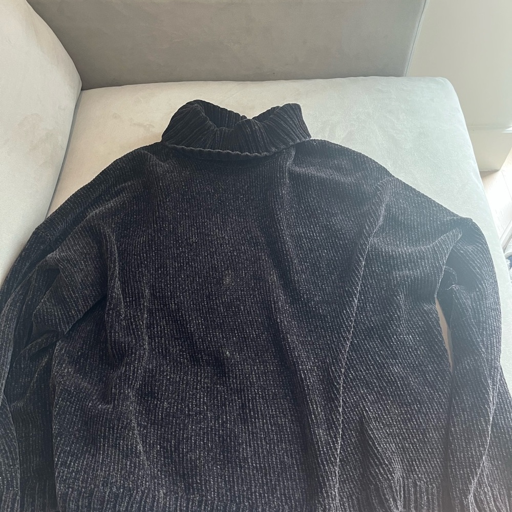 Black Chenille Turtleneck Sweater XL